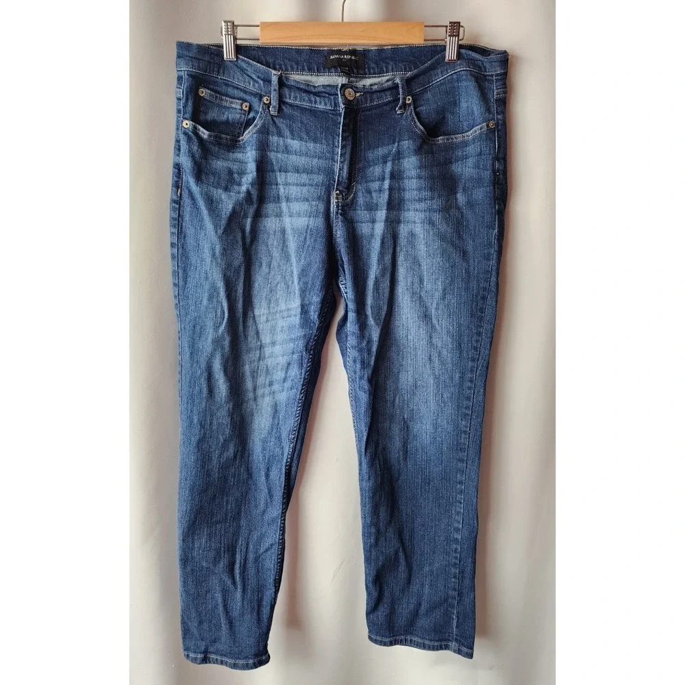BANANA REPUBLIC 32 X14 DARK WASH AUTHENTIC JEANS WOMENS STRETCH‎ STRAIGHT FIT